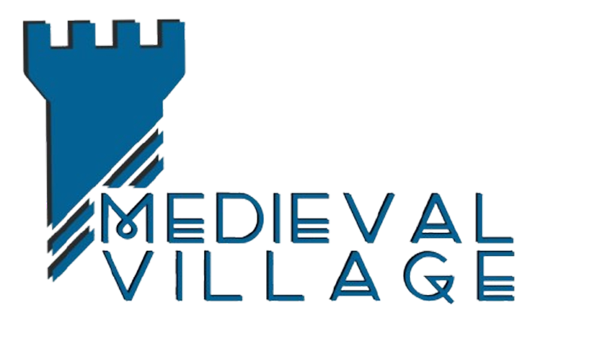 Logotipo de torre de castelo azul com o texto