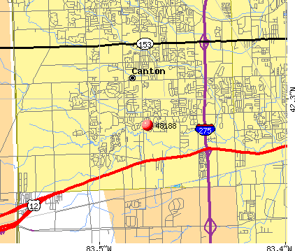 We service Canton MI map