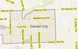 We service Garden City Michigan map