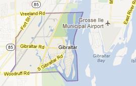 We service Gibraltar Michigan map