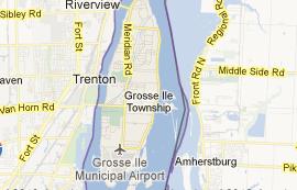 We service Grosse Ile Michigan map