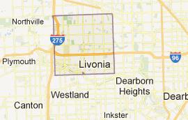 We service Livonia Michigan map