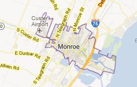We service Monroe Michigan map