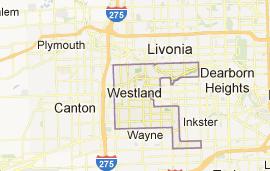 We service Westland Michigan map