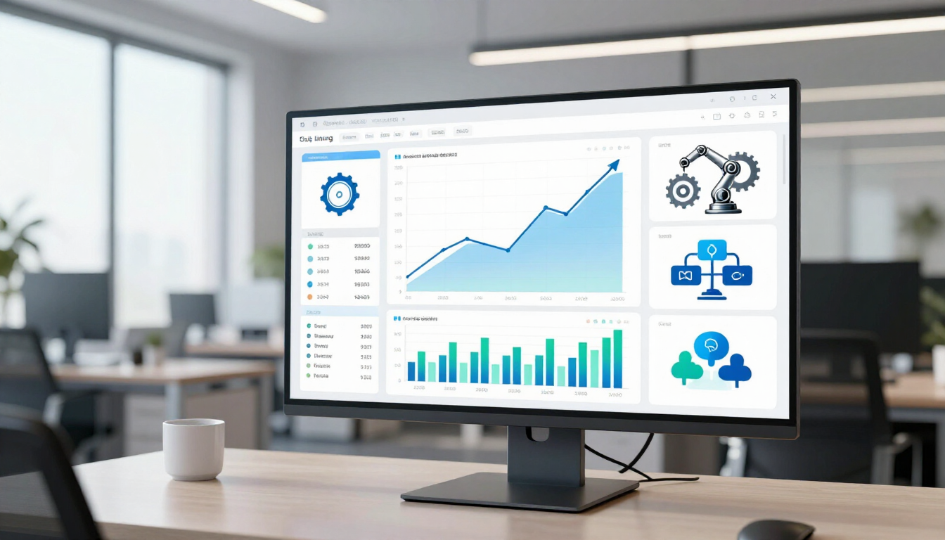 High-growth business analytics dashboard showing AI ROI metrics.