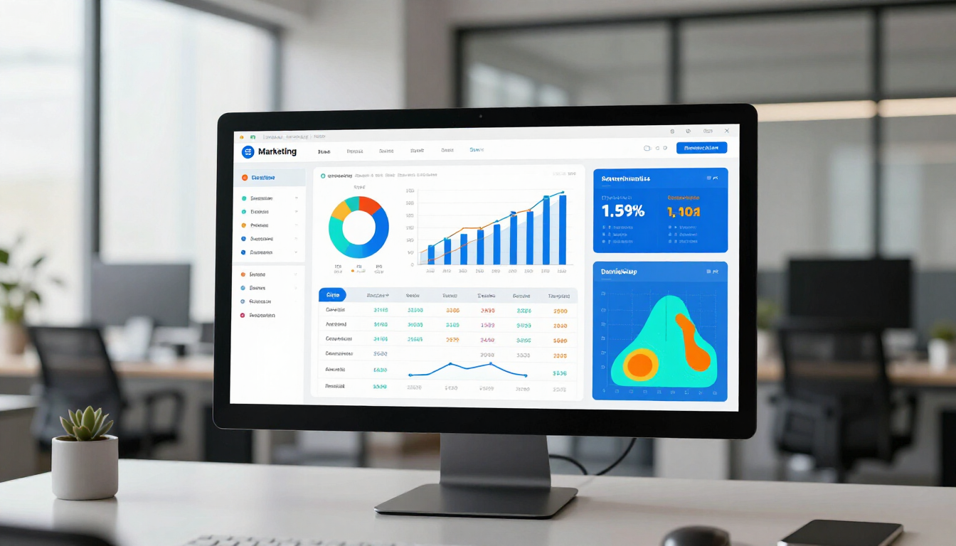 A digital dashboard showing marketing automation results for a small business.