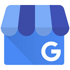 A google business icon with a blue awning and the letter g on it.