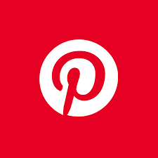 The pinterest logo is on a red background.