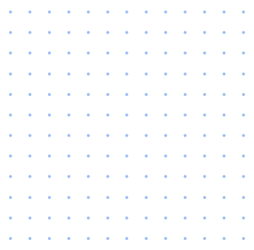 A seamless pattern of blue polka dots on a white background.