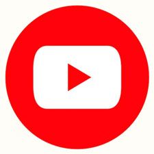 The youtube logo is in a red circle with a play button.
