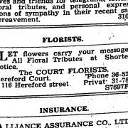 Court Florist Christchurch - newspaper clipping from The Press 1937