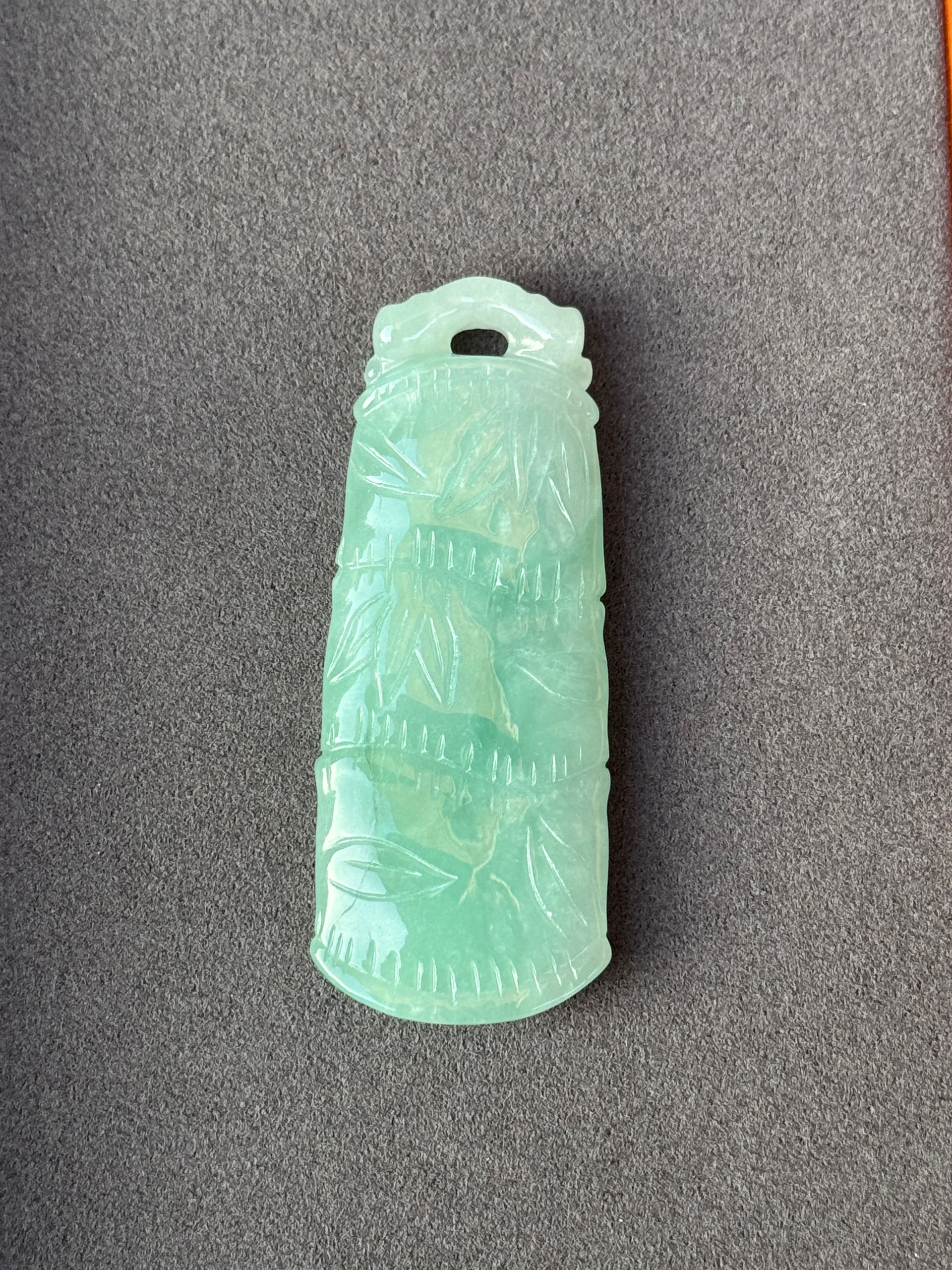 Icy Light Green Bamboo Jadeite Pendant