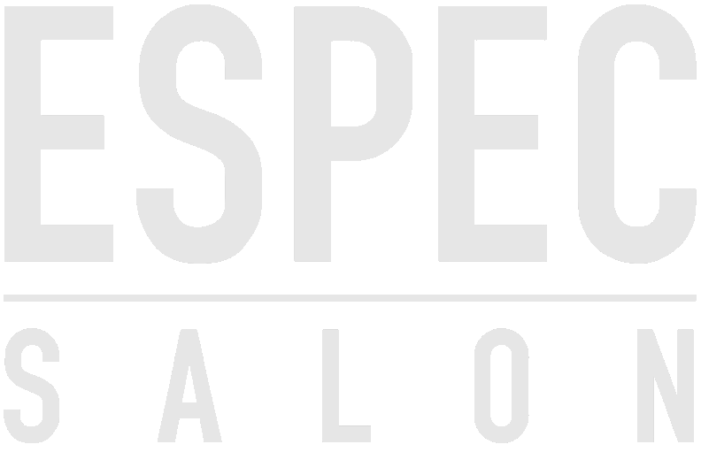 The logo for espec salon is a white logo on a white background.