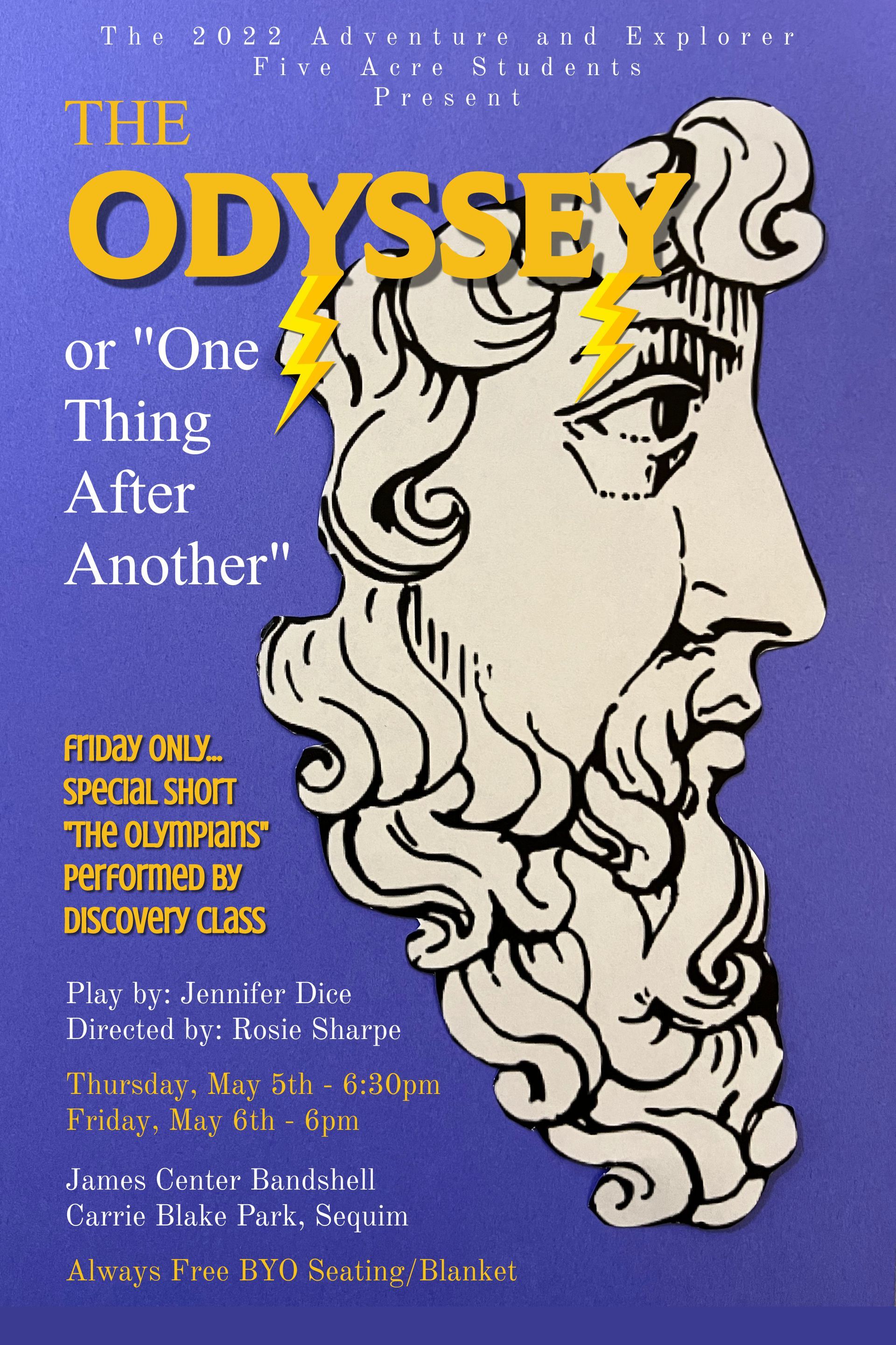 A poster for The Odyssey shows a man with a lightning bolt on his head
