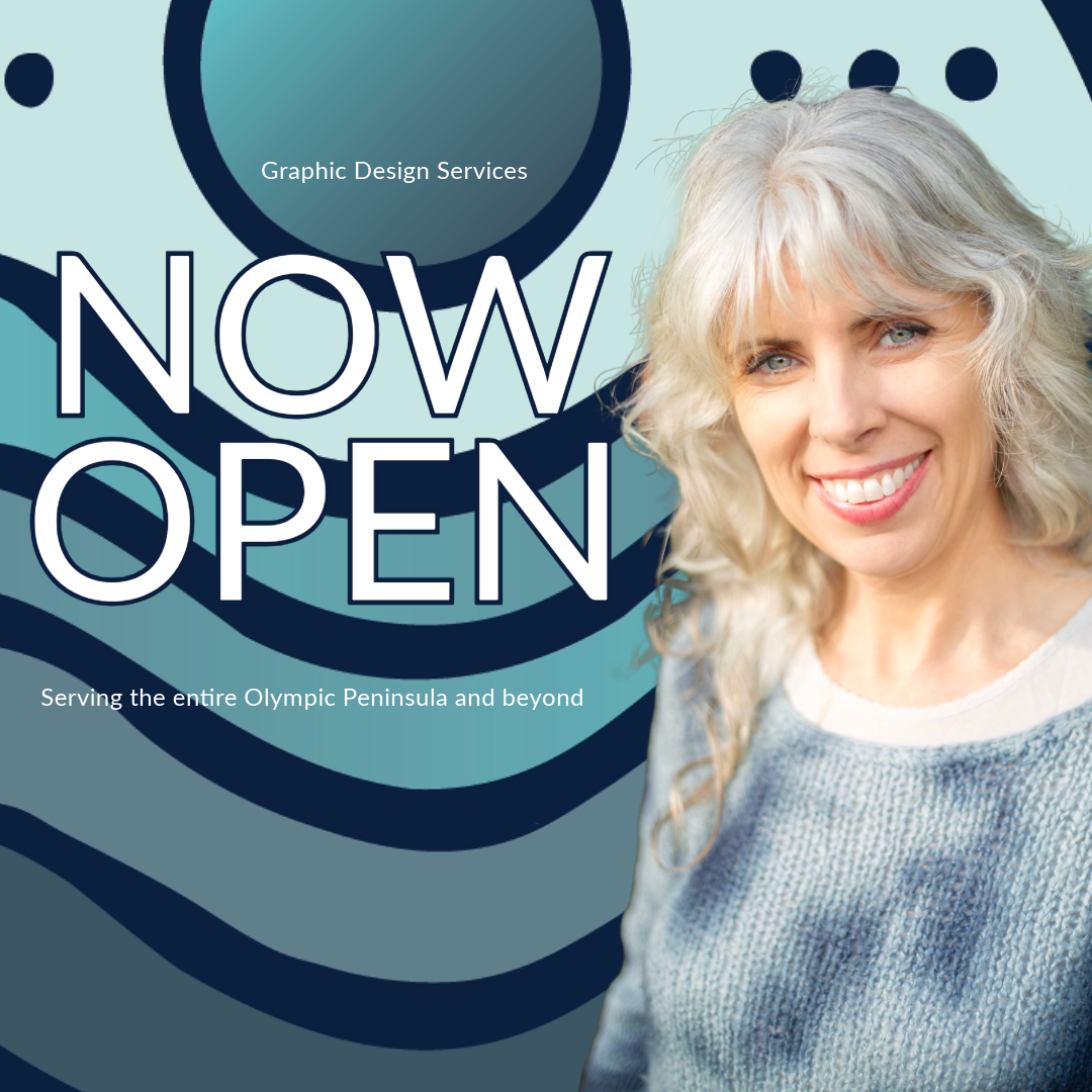 Amber Tjemsland is smiling in front of an advertisement that says now open