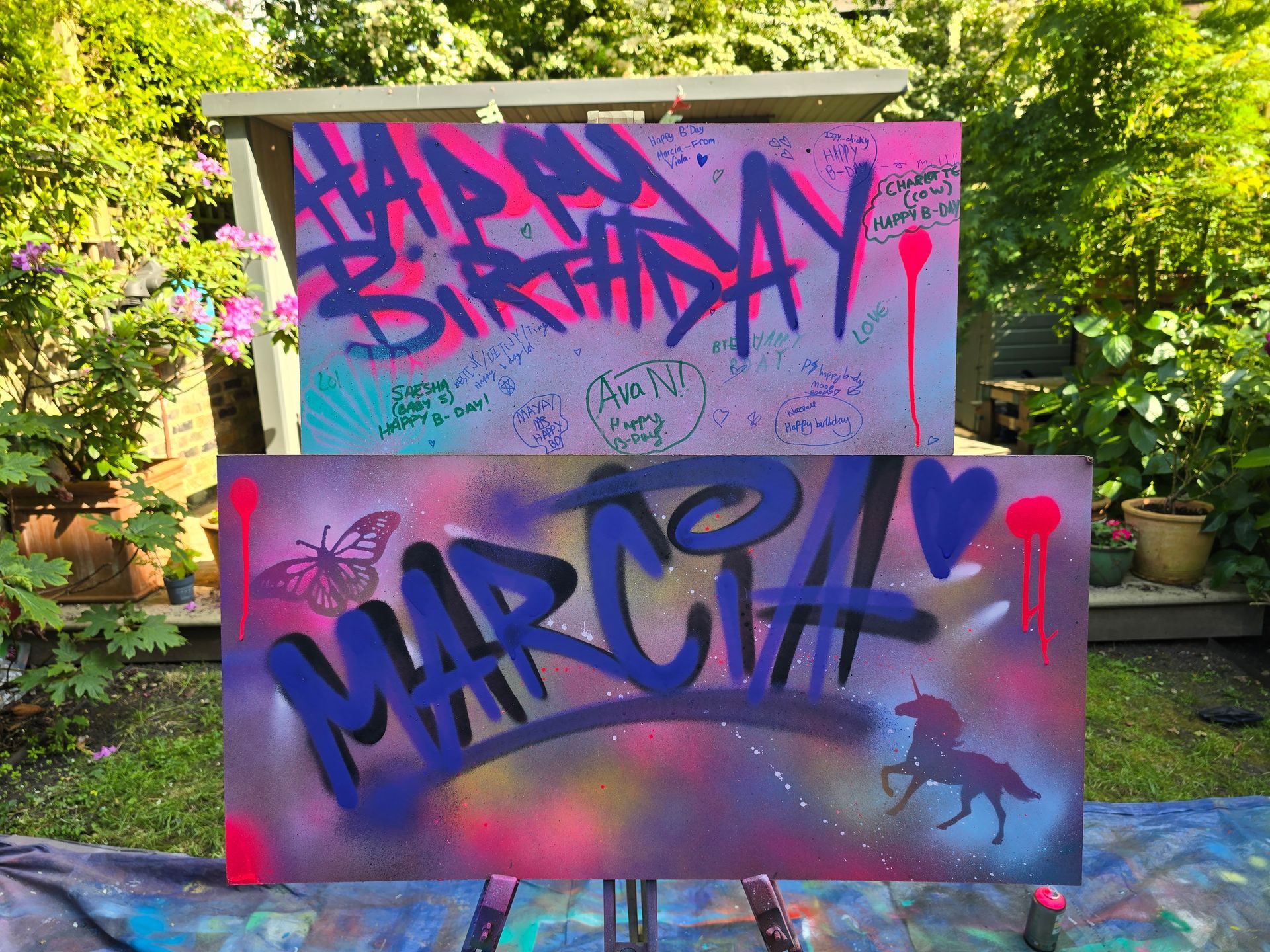 Children enjoying a food break during a two-hour Street Stars graffiti birthday party with built-in 20-minute interval for cake and refreshments.