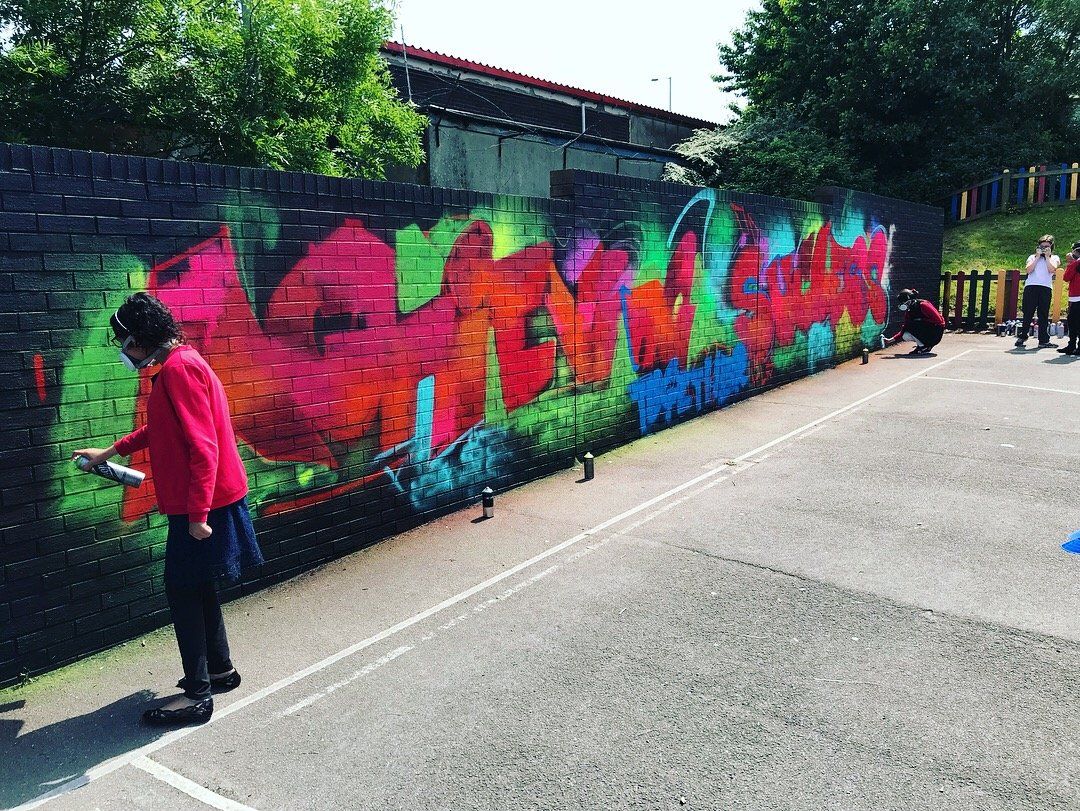 Graffiti Workshop on Wall in Bradford