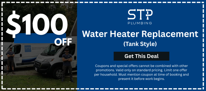 $100 Off Tank Water Heater STP Plumbing