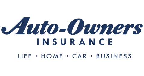 Auto-Owners Insurance logo with text: "Auto-Owners Insurance" above "Life, Home, Car, Business".