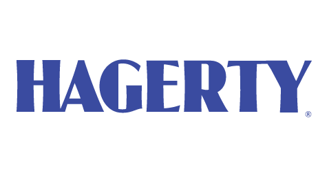 Hagerty logo in blue, stylized text on a white background.
