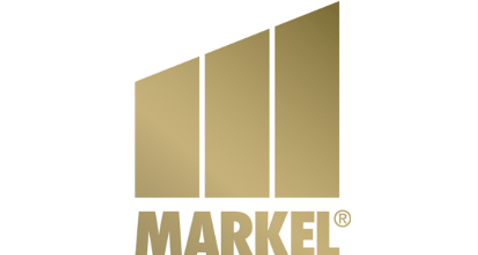 Gold Markel logo with three vertical rectangles of varying heights.