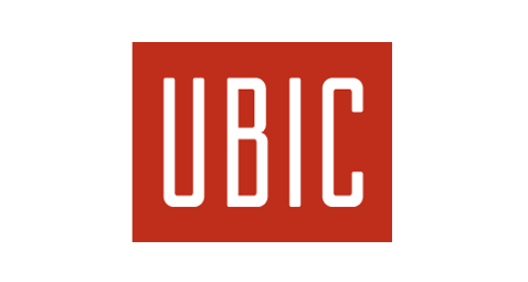 UBIC logo in white letters on a red square.