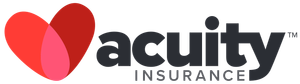 Logo of Acuity Insurance: a red and pink heart with dark gray text "acuity INSURANCE" and a trademark symbol.