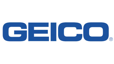 GEICO logo in blue block letters on a white background.