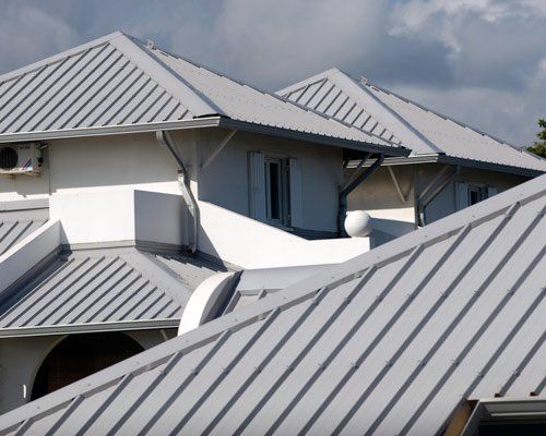 gray steel rooftops