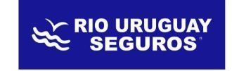 Un cartel azul que dice Rio Uruguay Seguros.