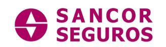 Un logo rosa y blanco para sancor seguros