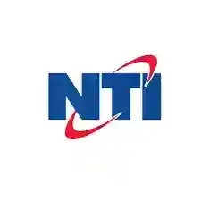 The nti logo is blue and red with a red circle around it.