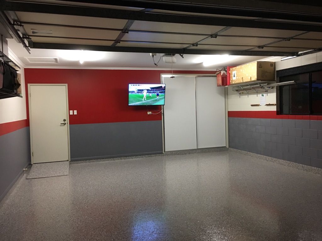 Garage Floor with grey speckle epoxy floor — Australian Epoxy Floors in Rockhampton, QLD