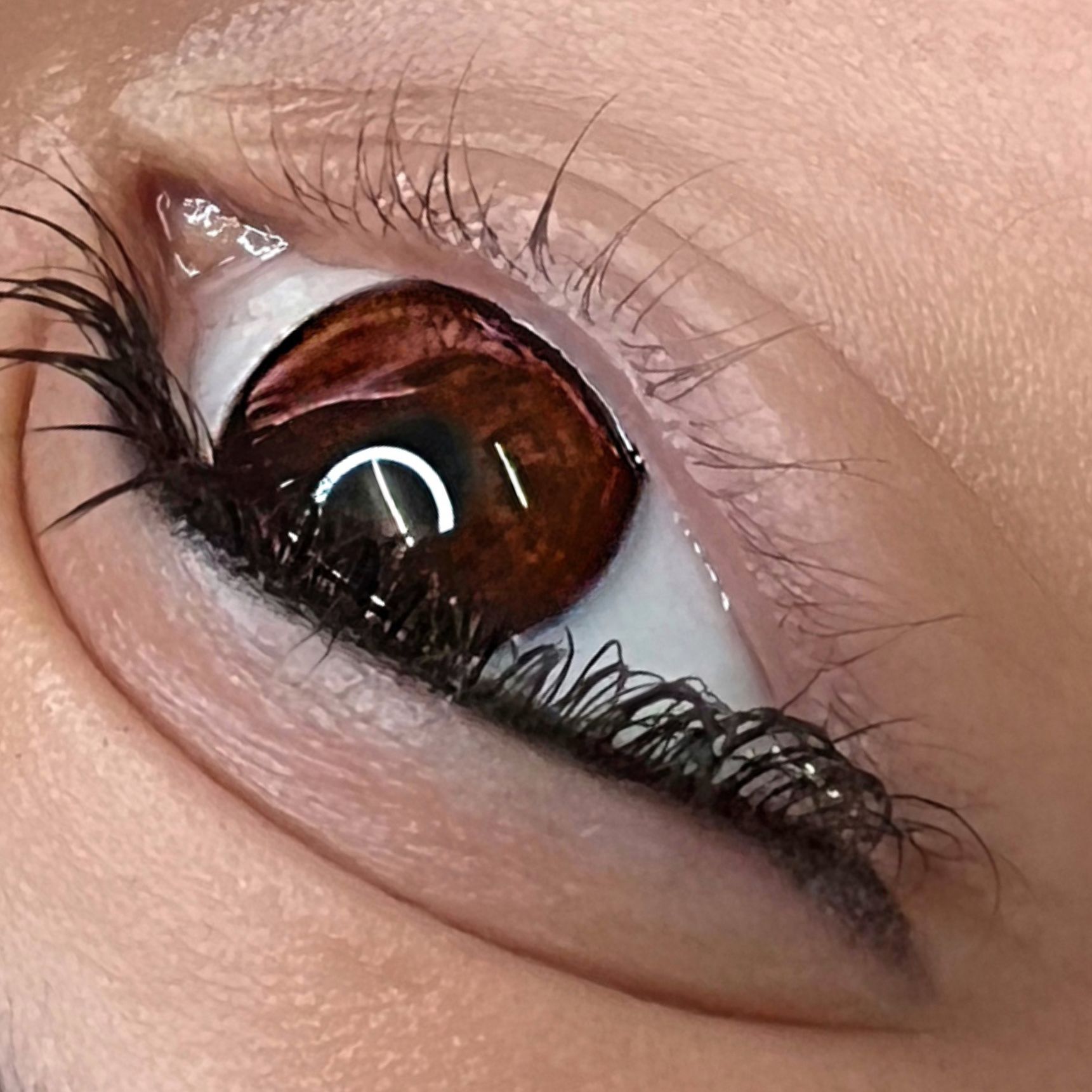 Eine Nahaufnahme des Auges einer Frau mit langen Wimpern.