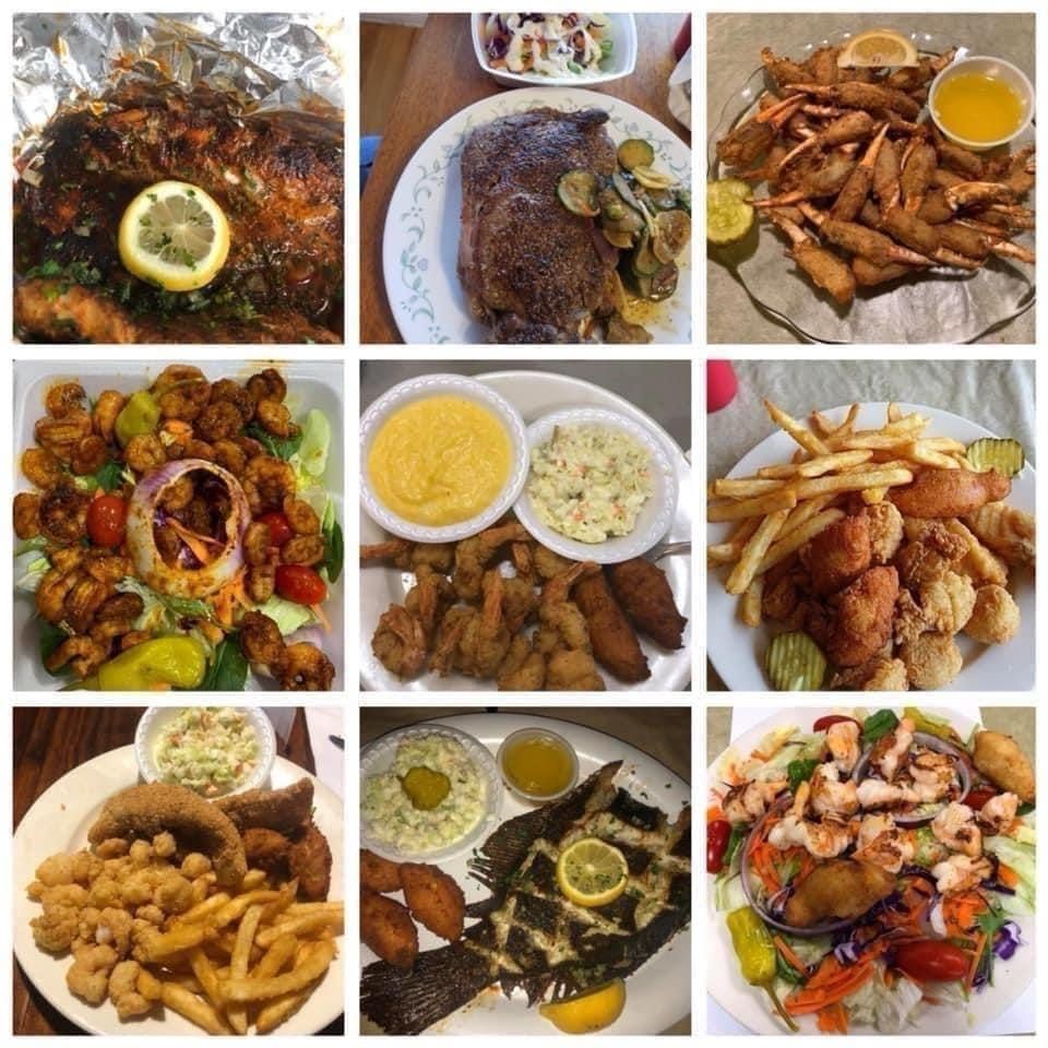 There are many different types of food in this collage.