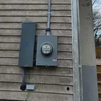 There is a meter on the side of a house.