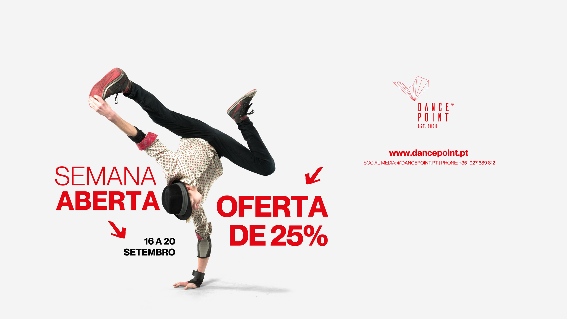 SEMANA ABERTA - DANCE POINT

De 16 a 20 de Setembro vai poder experimentar, gratuitamente, todas as 