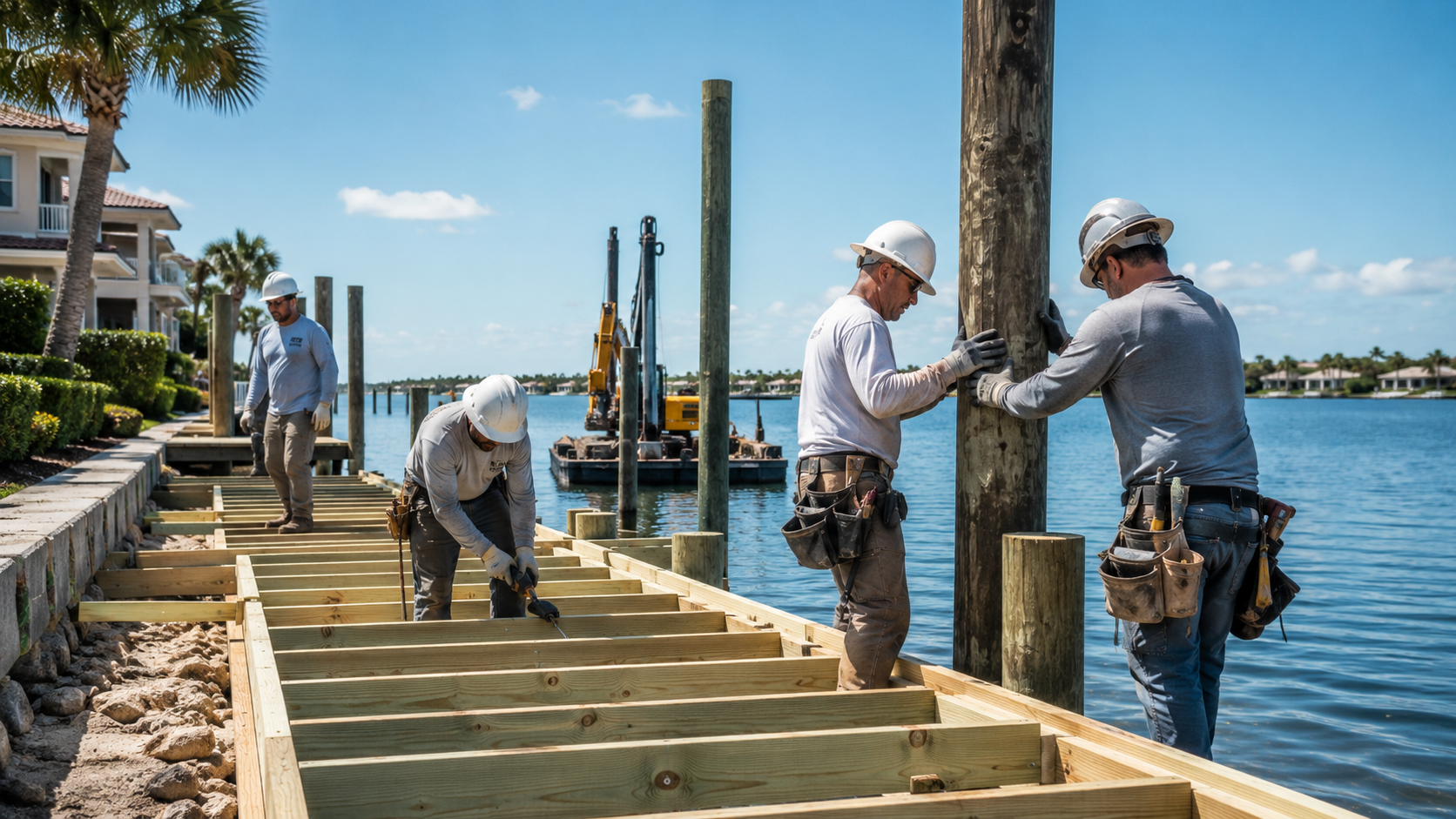 dock construction services for boat lift support