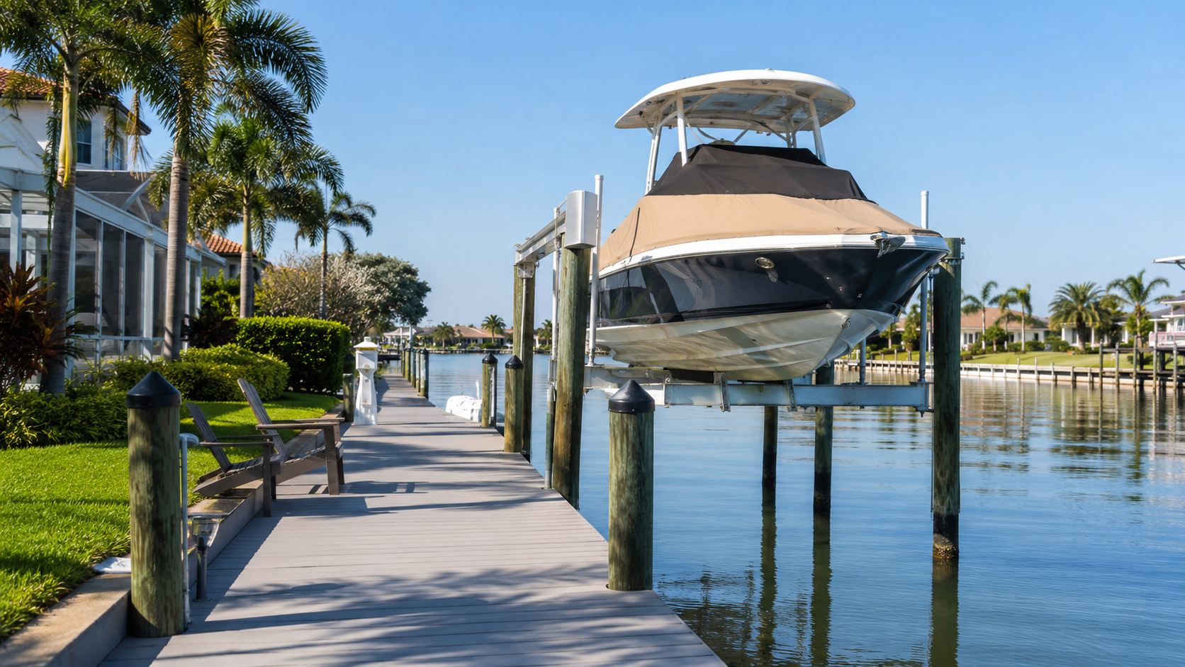 boat lift vs dock lift setup in Titusville FL