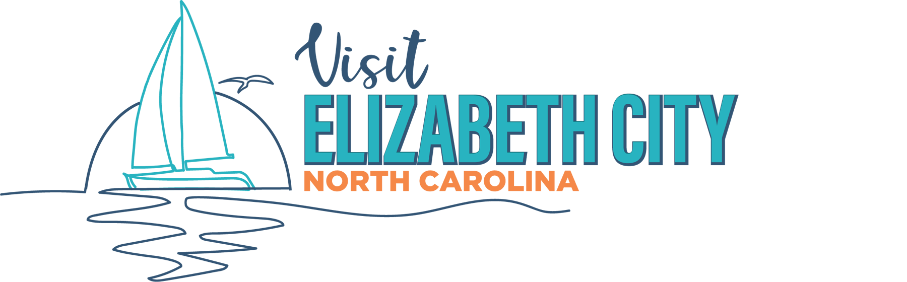 Logo for Elizabeth City, NC: sailboat on water,