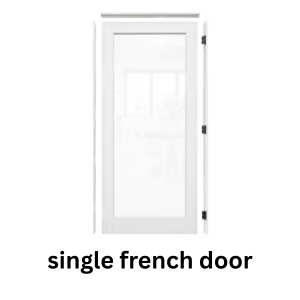 A single, white French door with a large glass panel, shown against a plain background.