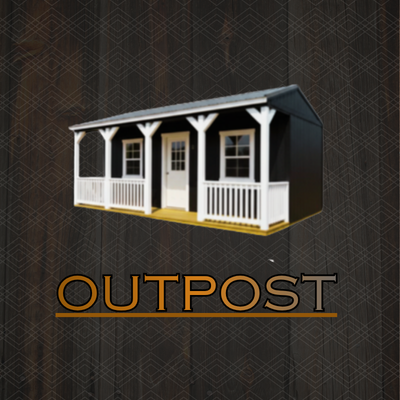SIDE CABIN WITH PORCH WINDOWS WITH SHUTTERS AND 9 LITE DOOR IN DRIPPING SPRINGS