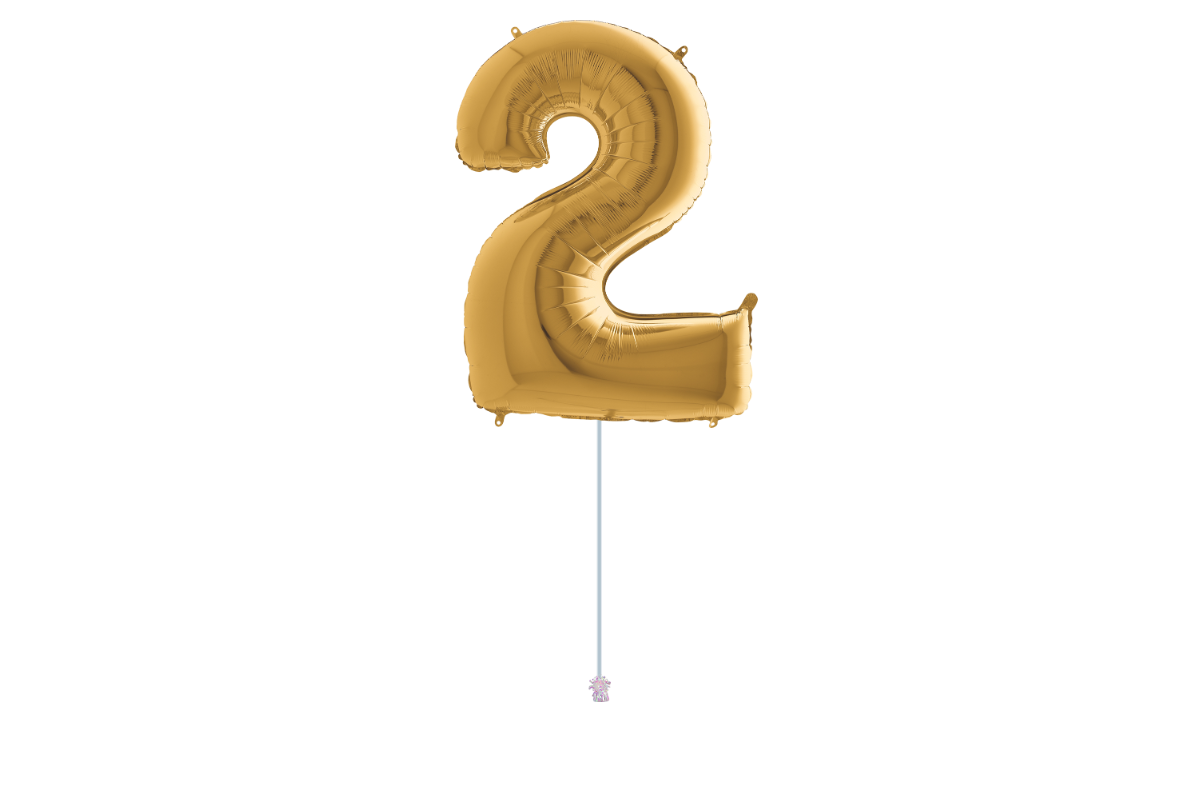 Gemar number 2 shaped foiled gold 40