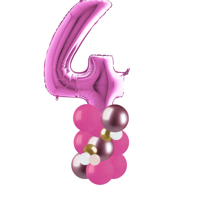 happy birthday pink and gold column number 4