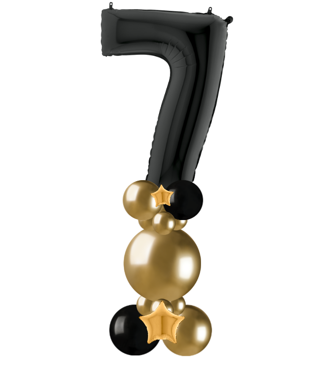 Black and gold bubble column number 7