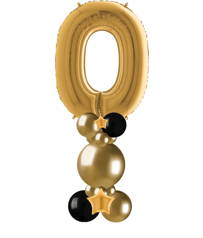 gold and black bubble column number 0