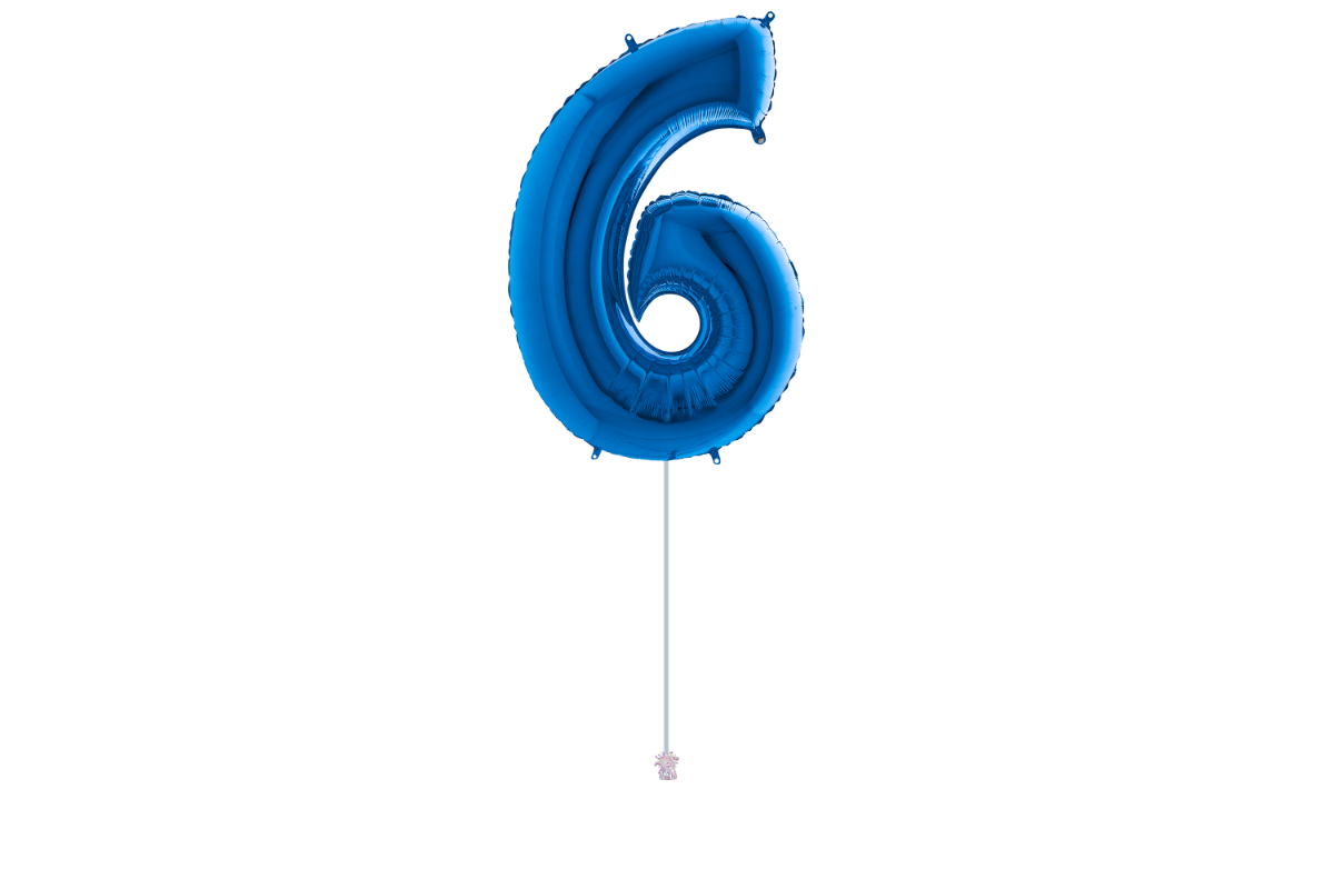 Gemar number 6 shaped foiled Blue 40