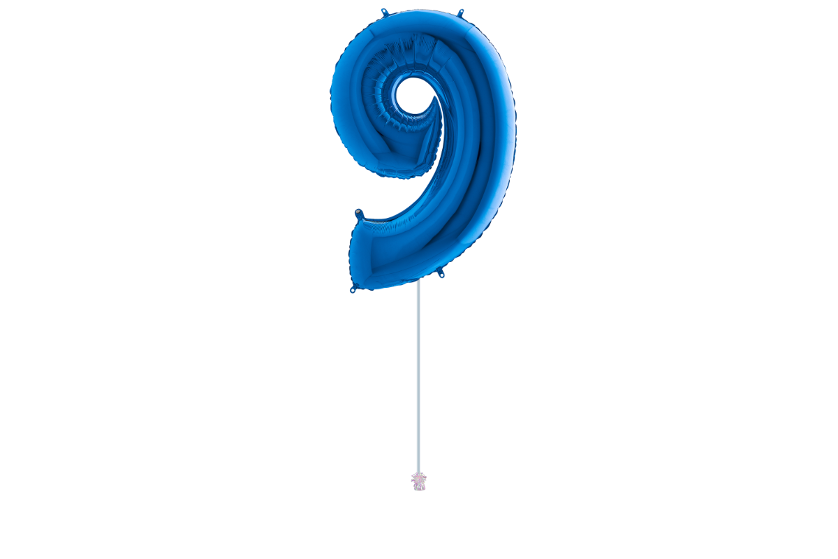 Gemar number 9 shaped foiled Blue 40