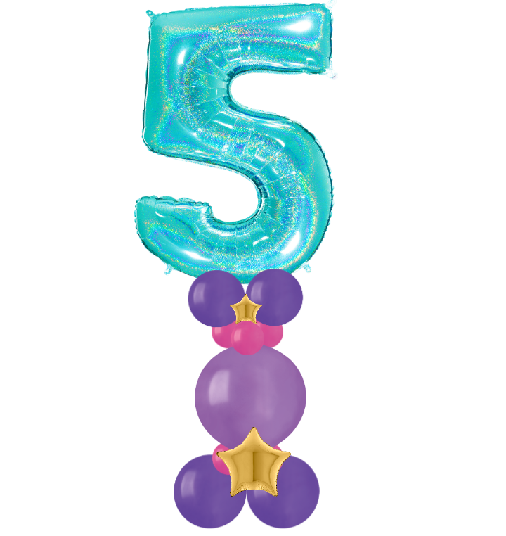 Pink and purple bubble column number 5