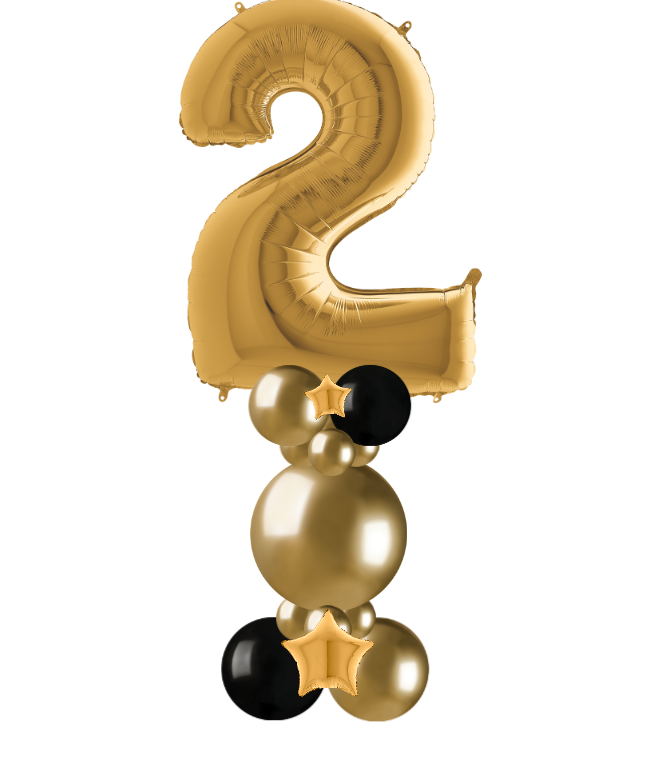 gold and black bubble column number 2